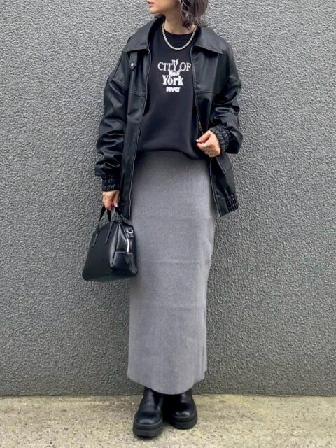 黒アウターコーデ4