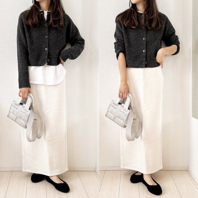 ロングスカートにはレイヤードなしが良い