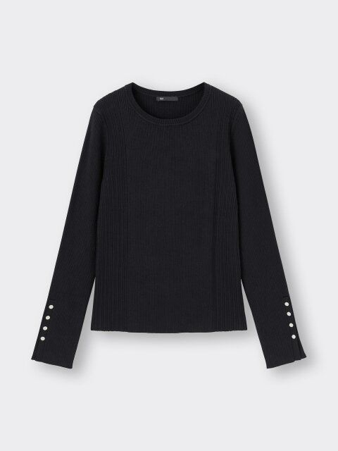 GUのリブボタンスリーブセーター