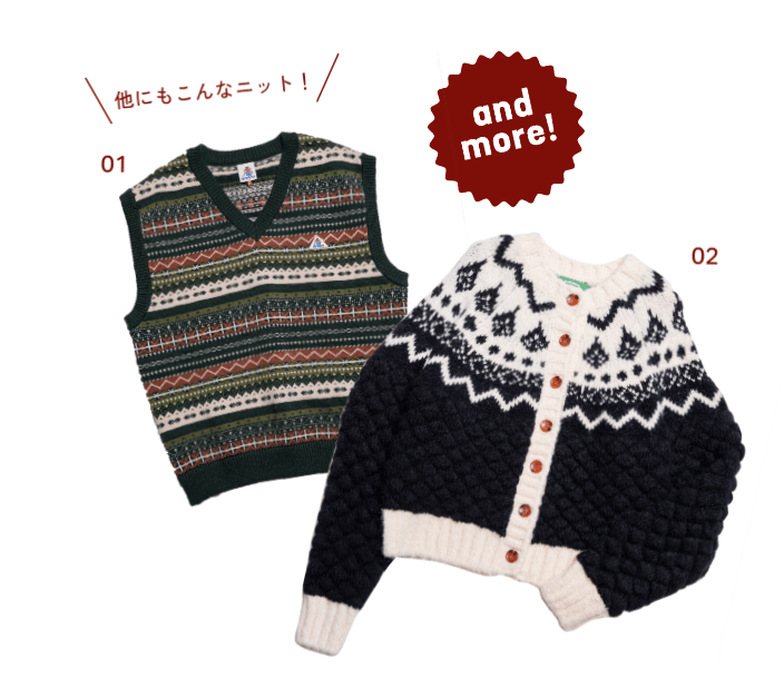 シャツワンピースに、冬ムードを演出してくれるフェアアイルニット
