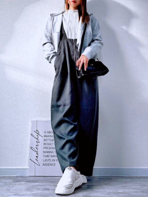 GU ダブルフェイスフルジップパー Mサイズ グレー コーデ