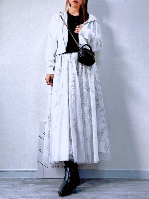 GU ダブルフェイスフルジップパー Sサイズ オフホワイト コーデ