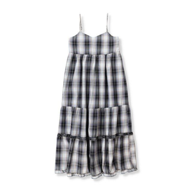 しまむらのチェック柄ティアードキャミワンピース
