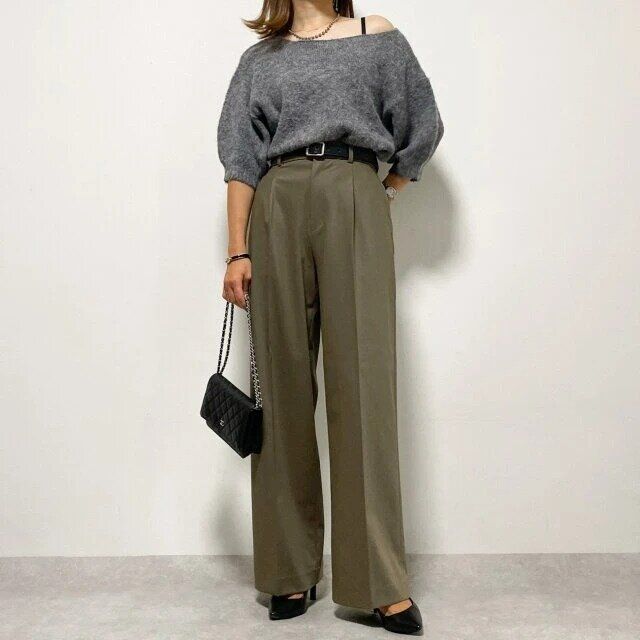 タックワイドパンツ最旬コーデ