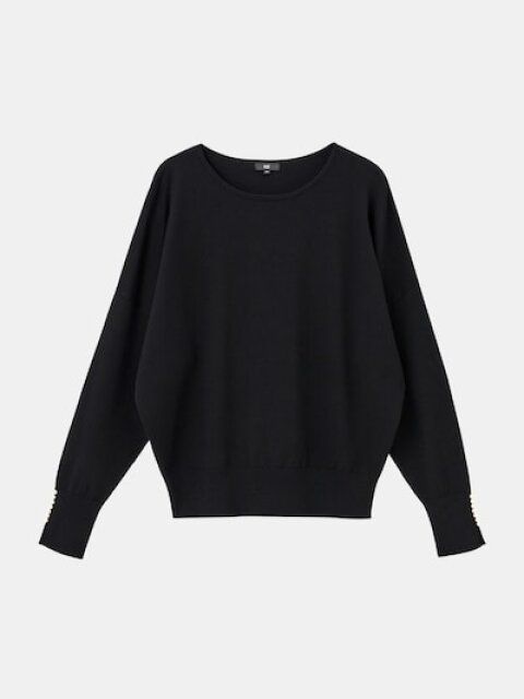 PLSTのレーヨンブレンドパールビーズドルマンセーター