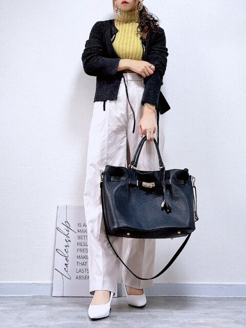 GU フロントリボンカーディガンQ オフィスコーデ