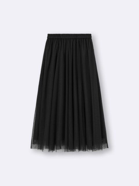 guレディース黒チュールフレアスカート