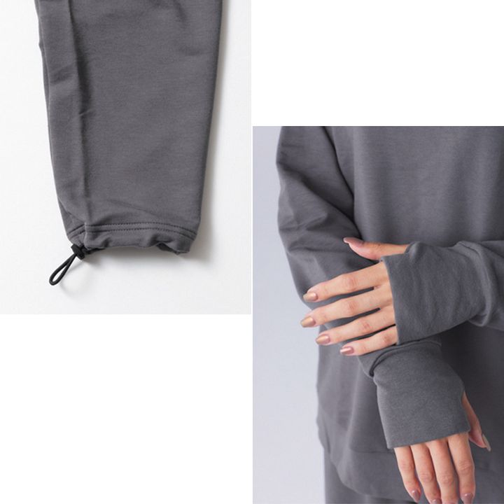 トップスは指穴付き、パンツは調整ストッパー付き