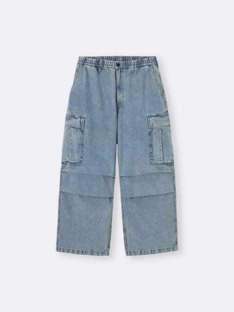 gu女性おすすめデニムスーパーワイドカーゴパンツ