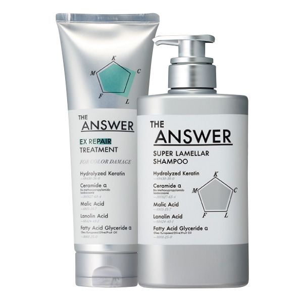 【左】EXモイストヘア トリートメント 【右】スーパーラメラシャンプー