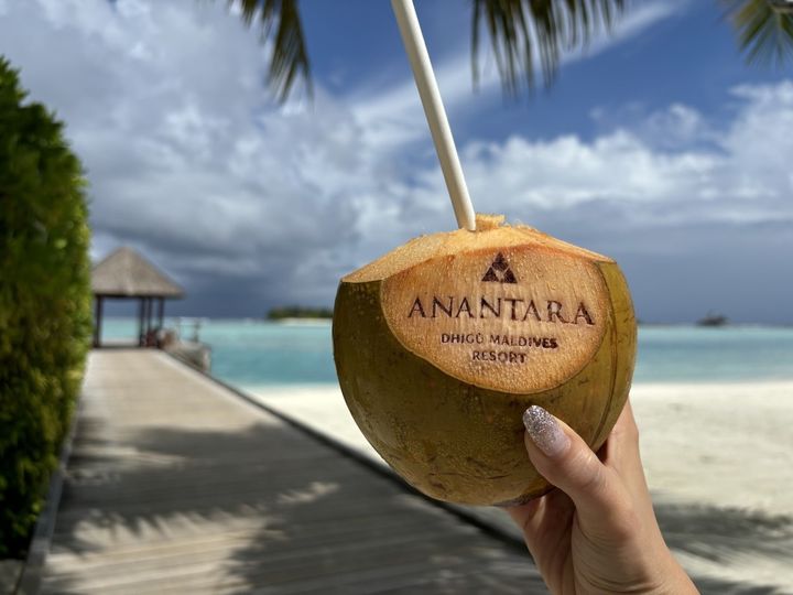 ウェルカムドリンクのココナッツウォーター