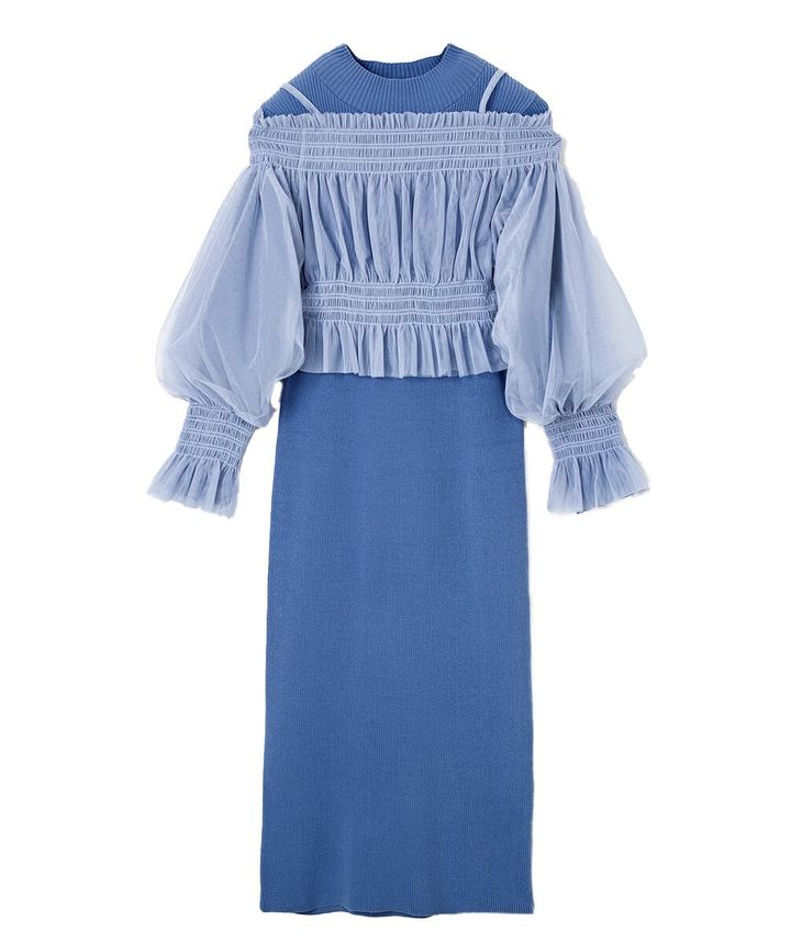 チュールセットニットドレス