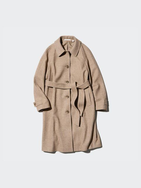 ユニクロ女性おすすめツイードシングルカラーコート