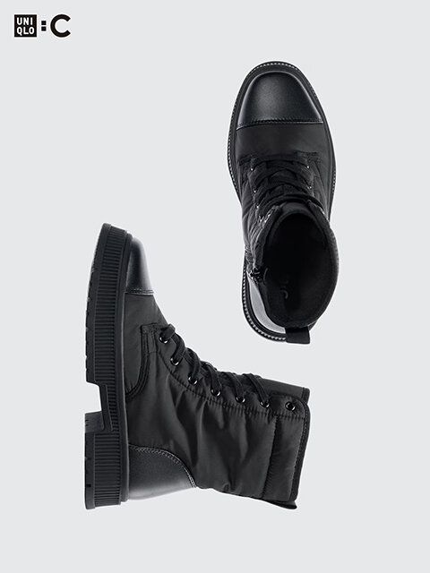 ユニクロ パデッドレースアップブーツ BLACK