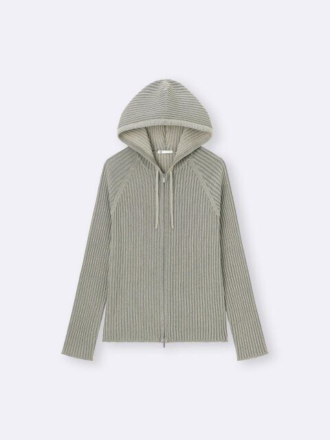 GUのリブニットダブルジップパーカ