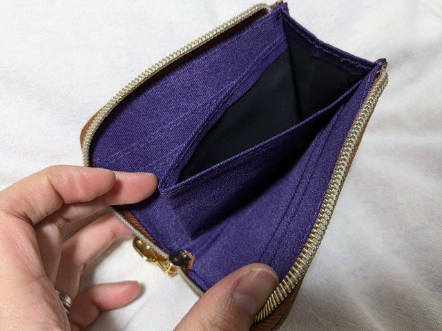 moz牛革コンパクト財布ブラウン裏地