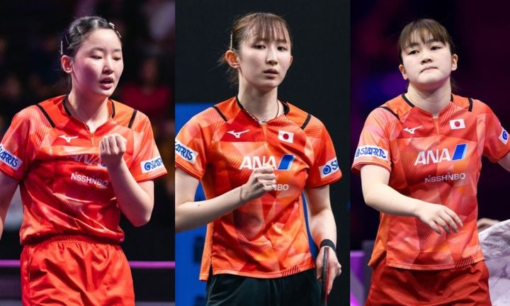 張本美和、早田ひな、大藤沙月（C）WTT