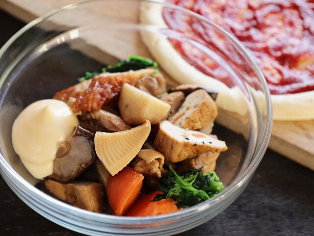 煮物は2～3㎝の大きさ、またはお好みの大きさに切りマヨネーズと和える。