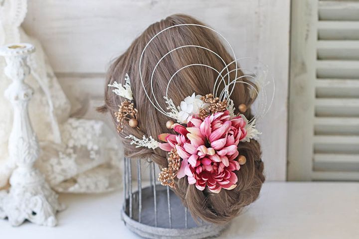 造花で作る髪飾り