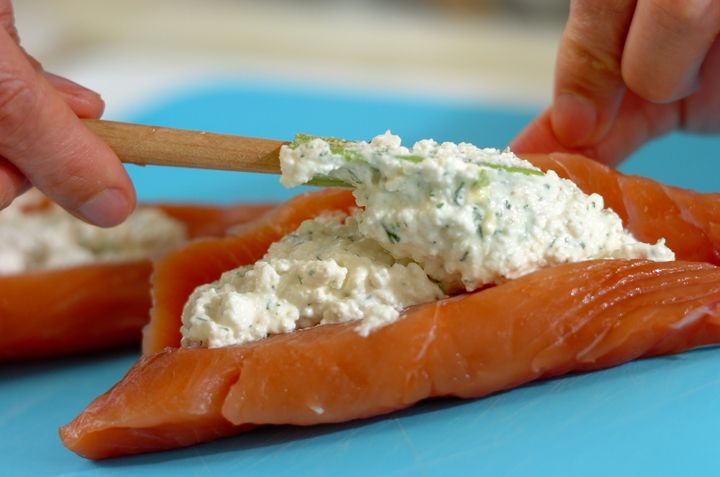 鮭のチーズソースはさみ焼きの作り方1