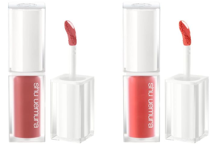 〈左から〉キヌケアグローアップ PK 337、RD 123（限定色） 各￥4,840（1月15日よりシュウ ウエムラ公式オンラインショップ、シュウ トウキョウ メイクアップ ボックス、ゾゾコスメ先行、1月17日より全国発売）