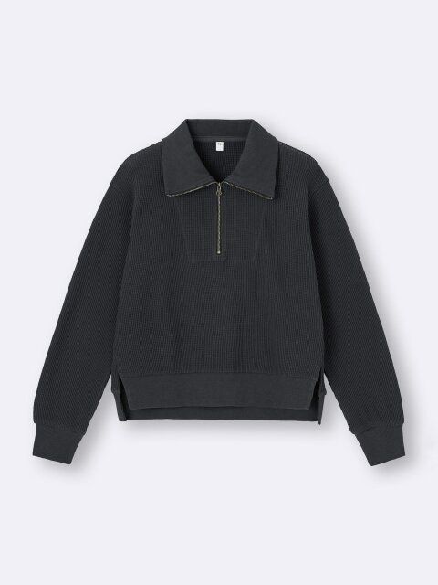 GUのワッフルハーフジッププルオーバー