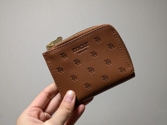 moz牛革コンパクト財布ブラウン