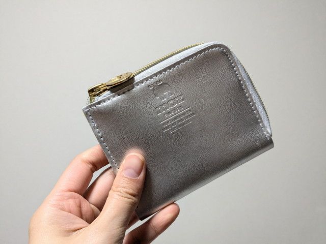moz牛革コンパクト財布シルバー