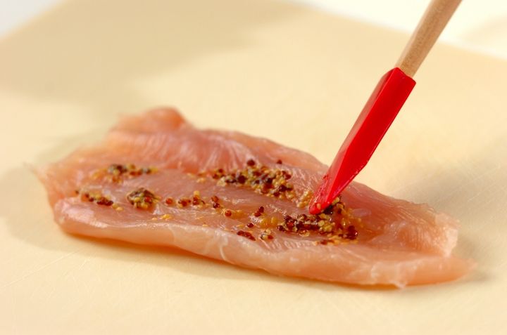 ささ身のマスタードカツの下準備1