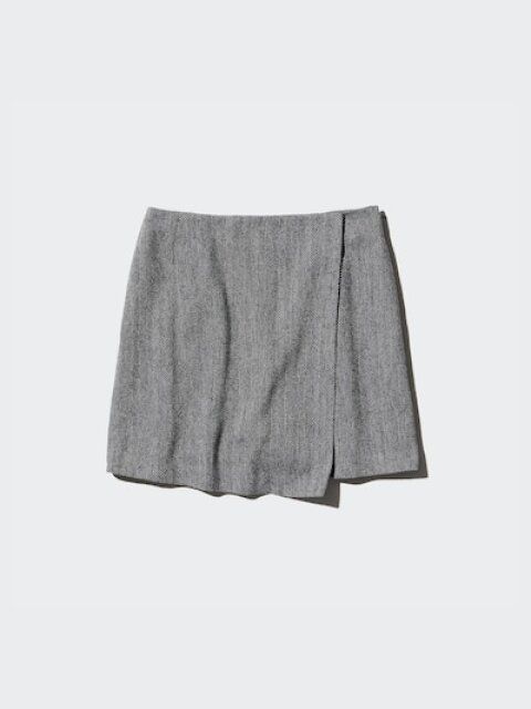 ユニクロ ツイードスコート ダークグレー