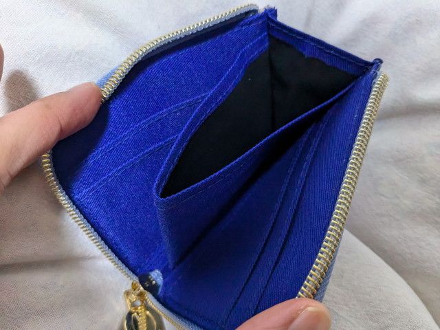 moz牛革コンパクト財布ブルー裏地