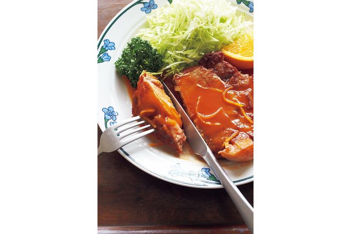 ケチャップが味の決めて！“ポークソテー”