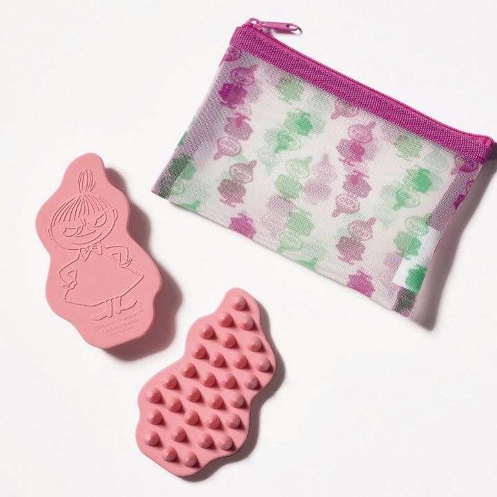 雑誌GLOW3月号増刊の付録 リトルミイの頭皮マッサージブラシ＆メッシュポーチ