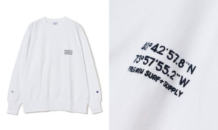 画像: 「【COLLABORATION】〈WOMEN〉Champion / Embroidered Long sleeve Tee」￥11,550※2025年2月下旬発売予定 出典：ピルグリム サーフ+サプライ