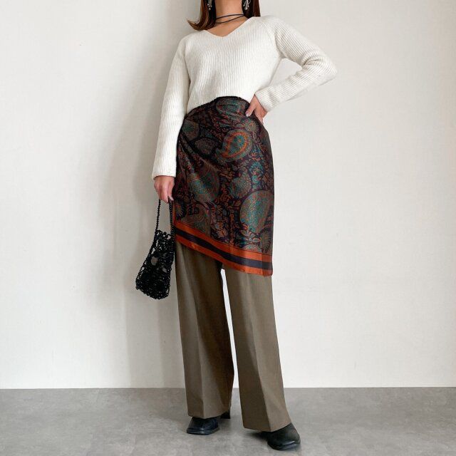 lattice ビッグスカーフ アレンジ 長方形にした状態で腰に巻く