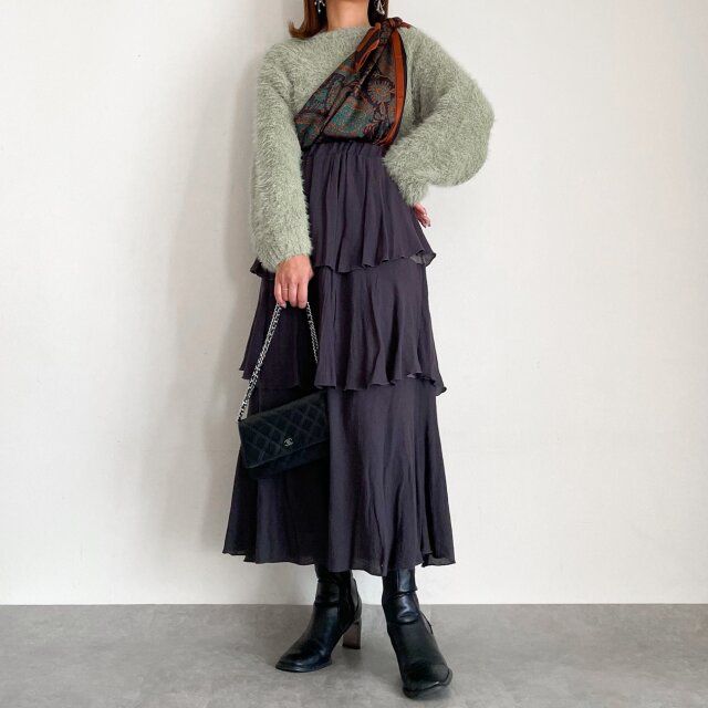 lattice ビッグスカーフ アレンジ ワンショルデザインのトップスのように上半身に巻く