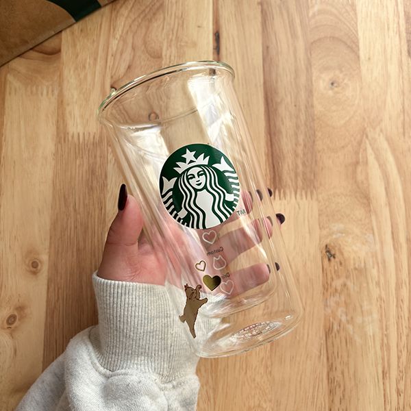 スタバ　耐熱ダブルウォールグラス　リユーザブルカップ　ベアリスタ　バレンタイン スタババレンタイン2025 耐熱ダブルウォールグラスリユーザブル