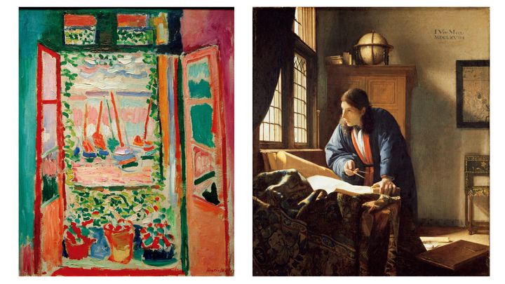 アンリ・マティス「開いた窓」（1905年）／ヨハネス・フェルメール「地理学者」（1669年頃）