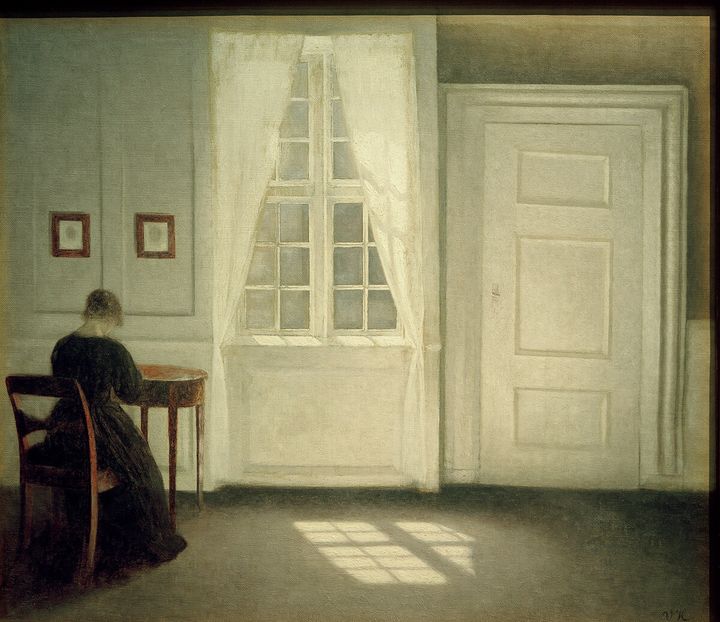 ヴィルヘルム・ハンマースホイ作「Interior in Strandgade, Sunlight on the Floor」