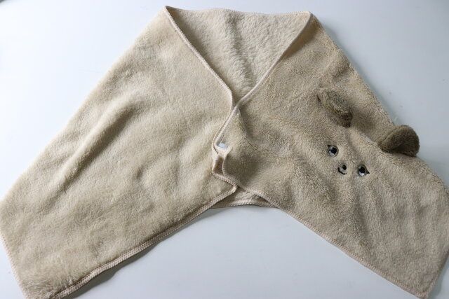 ふわふわアニマルフェイスタオル（ワンちゃん） 肩掛け