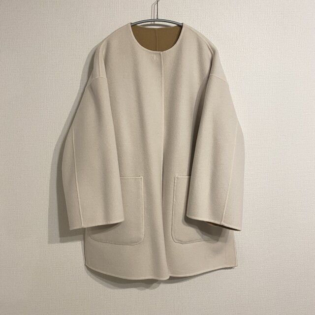 UNITED ARROWS バイカラー リバー ミドルコート OFF WHITE