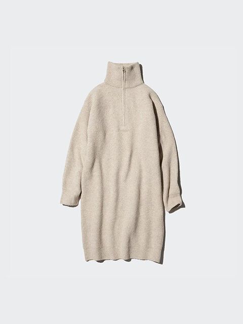 ユニクロ スフレヤーンワンピース BEIGE