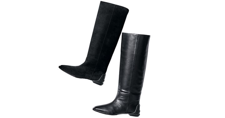 シーセイの撥水機能付きの表側とスエード素材の黒ロングブーツ