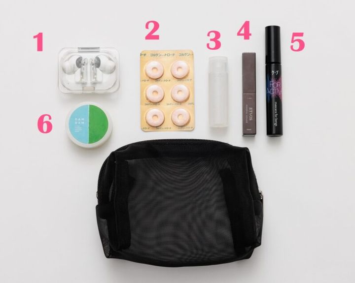 金子三記さんのポーチの中身 無印良品のメッシュポーチ