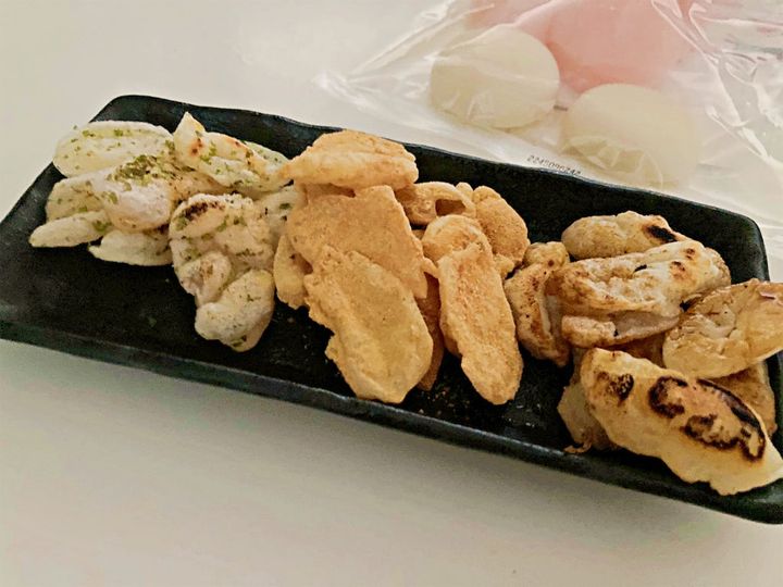 完成した切り餅おかき