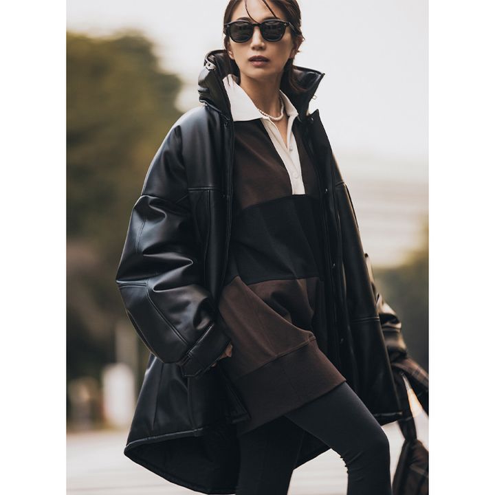 ラガーシャツもエコレザーブルゾンでモードにシフト