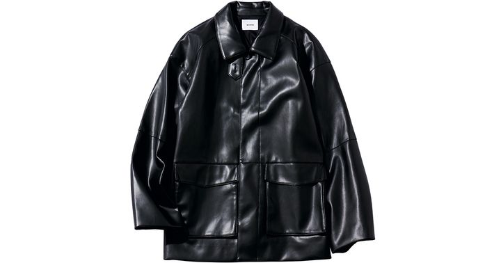 ミースロエの黒のエコレザーブルゾン