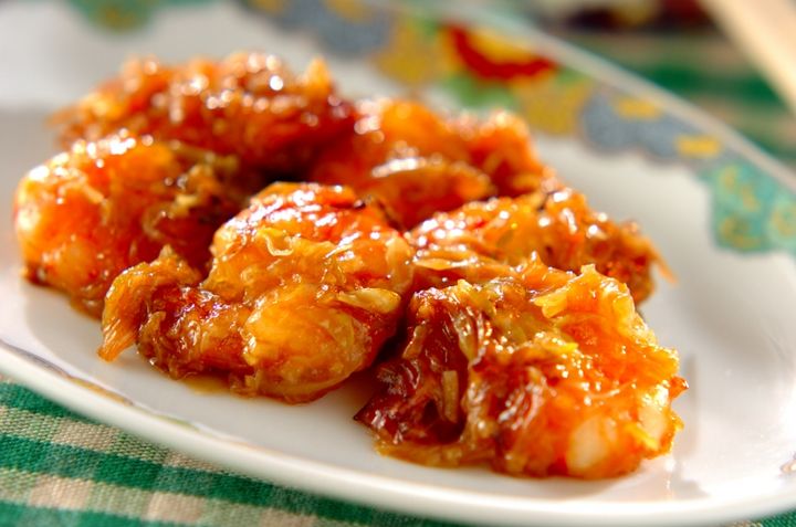 エビの黒酢炒め