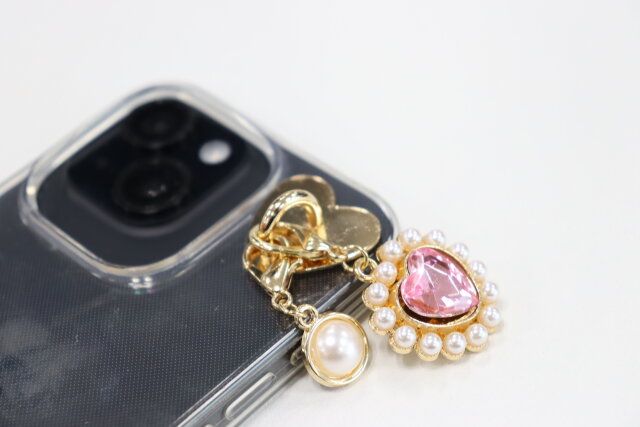 スマホチャーム（ハートパール、3P） 使用例