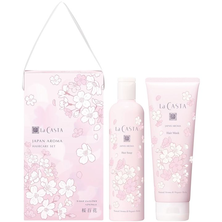 ジャパンアロマ ヘアケアセット 桜百花 ￥4,840（1月22日より直営店・公式オンラインショップ先行、1月29日より全国限定発売） ※セット内容／ジャパンアロマ ヘアソープ HY 300ml、同 ヘアマスク HY 230g